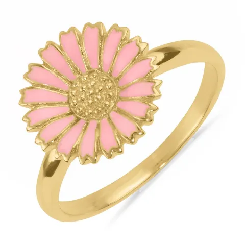 12 mm margeritt rosa ring i forgylt sølv - Marie