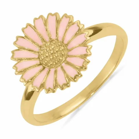 12 mm margeritt rosa ring i forgylt sølv - Marie