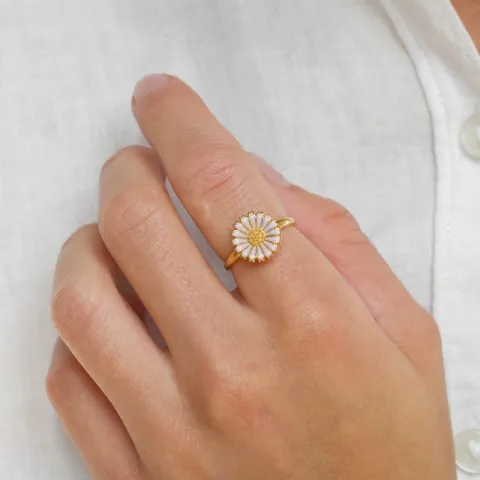 12 mm margeritt lilla ring i forgylt sølv - Marie