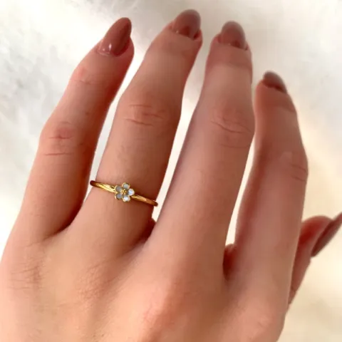 4,5 mm margeritt blå ring i forgylt sølv - Majse
