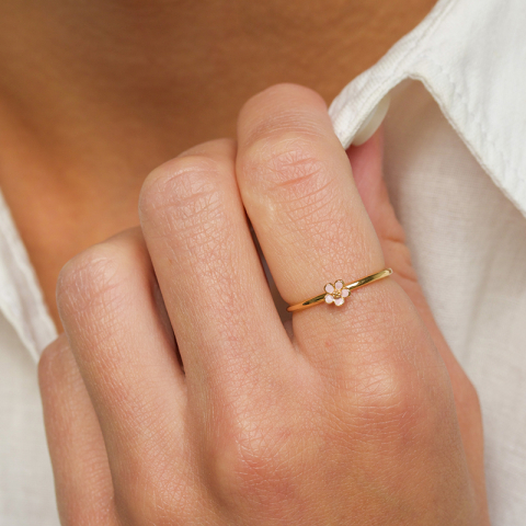 5 mm margeritt rosa ring i forgylt sølv - Majse