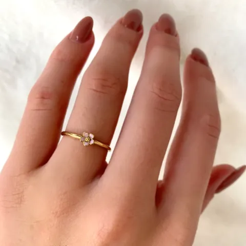 5 mm margeritt rosa ring i forgylt sølv