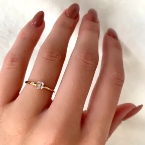 5 mm margeritt lilla ring i forgylt sølv