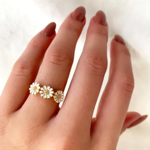 Elegant margeritt ring i forgylt sølv