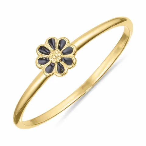 5 mm margeritt svart ring i forgylt sølv - Maggie