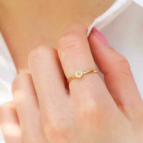 5 mm margeritt blå ring i forgylt sølv - Maggie