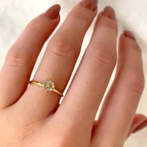 5 mm margeritt blå ring i forgylt sølv - Maggie
