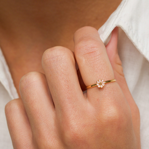 5 mm margeritt rosa ring i forgylt sølv - Maggie