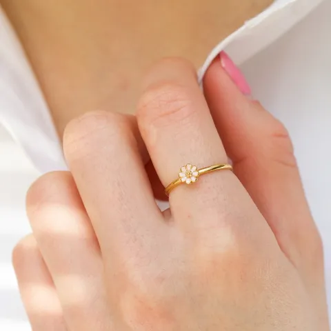5 mm margeritt rosa ring i forgylt sølv - Maggie