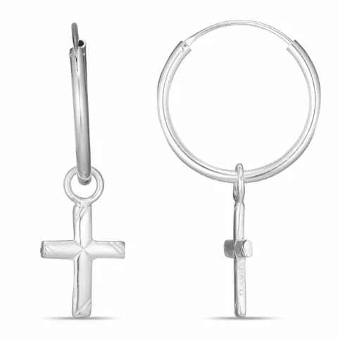 18 mm kors creol i sølv