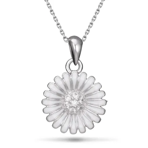 14 mm margeritt zirkon halskjede i sølv - Matilda