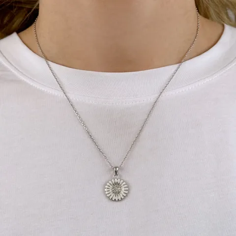 14 mm margeritt zirkon halskjede i sølv - Matilda