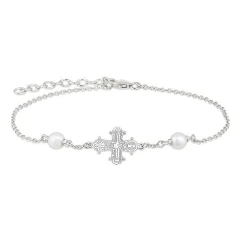 12 x 10,5 mm dagmarkors perle armbånd i sølv