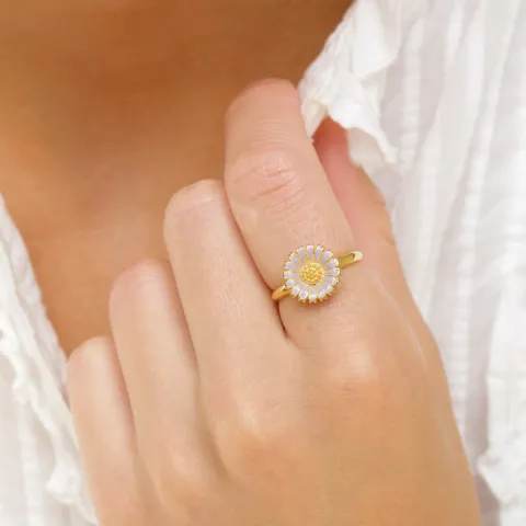 11 mm margeritt lilla ring i forgylt sølv - Marie
