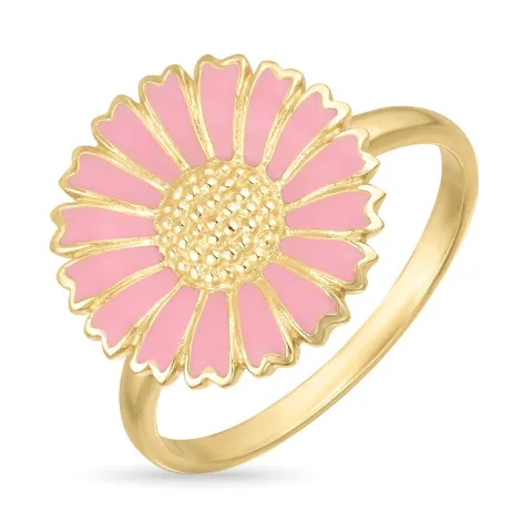14 mm margeritt rosa ring i forgylt sølv - Marie