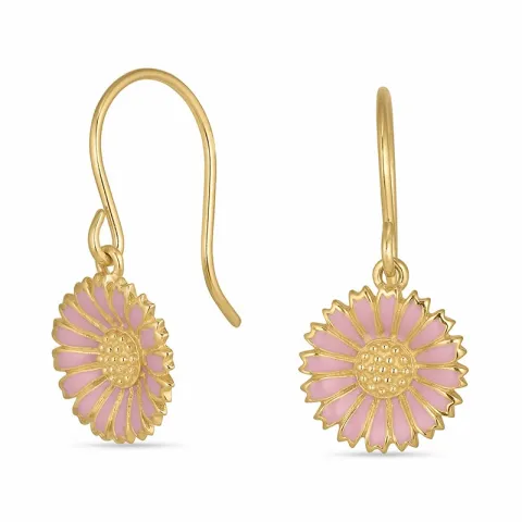 11,5 mm margeritt rosa øredobber i forgylt sølv - Marie