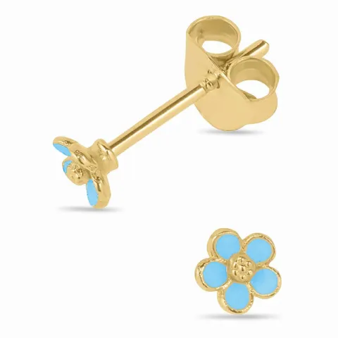 margeritt blå ørestikker i forgylt sølv - Majse