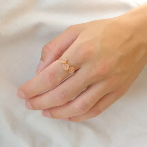 margeritt rosa ring i forgylt sølv - Maggie
