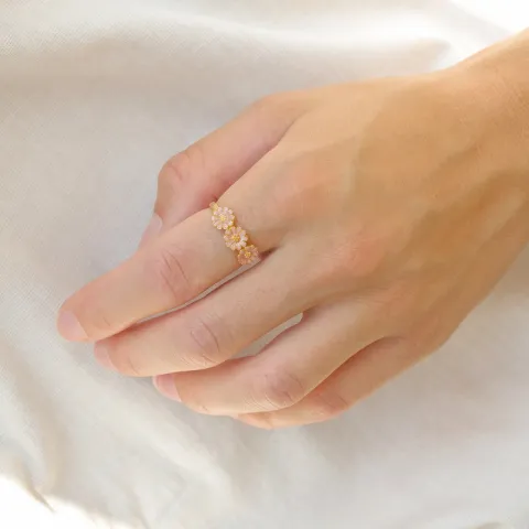 margeritt rosa ring i forgylt sølv - Maggie
