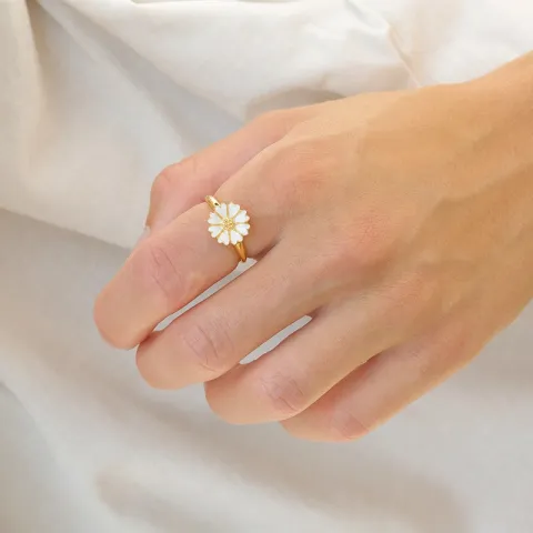 11 mm margeritt ring i forgylt sølv - Magda