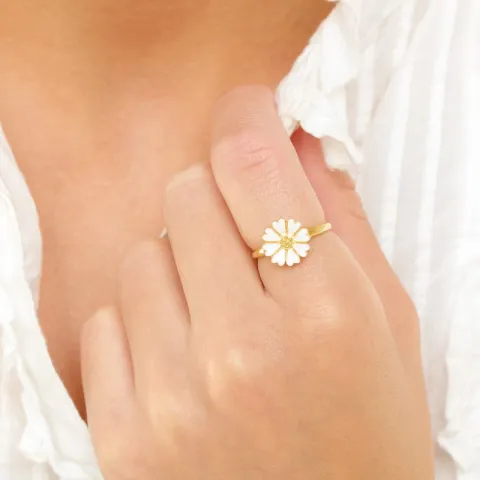 11 mm margeritt ring i forgylt sølv - Magda