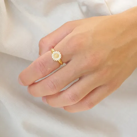 10 mm margeritt ring i forgylt sølv - Matilda