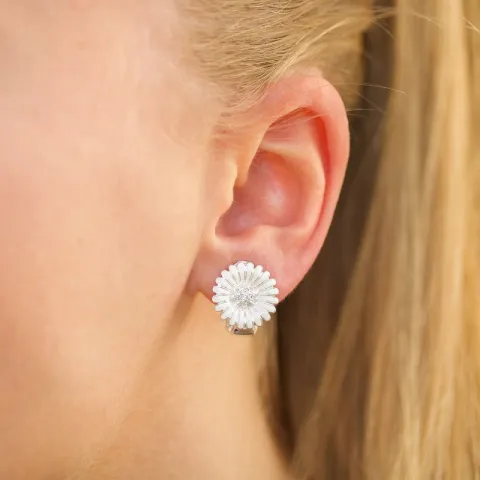 14 mm margeritt øredobber i sølv - Matilda
