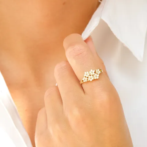 margeritt ring i forgylt sølv