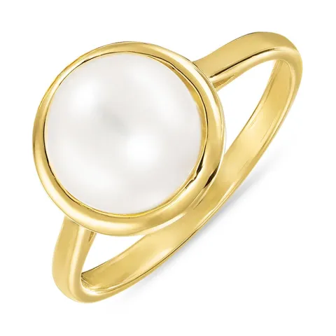 perle ring i forgylt sølv