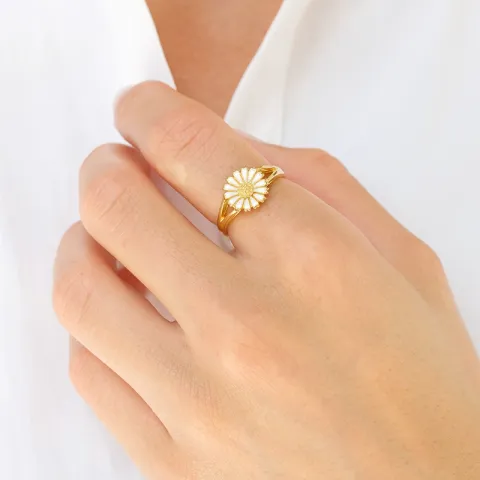 10 mm margeritt ring i forgylt sølv - Marie