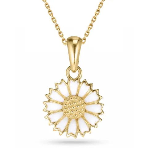 11 mm margeritt halskjede med anheng i forgylt sølv - Marie