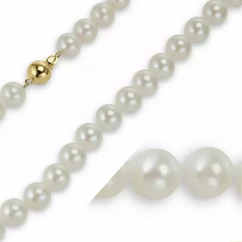 45 cm hvit a-graded perlekjede med japenske akoya perler.