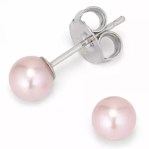 5-5,5 mm aa-graded rosa perleørepynt i sølv