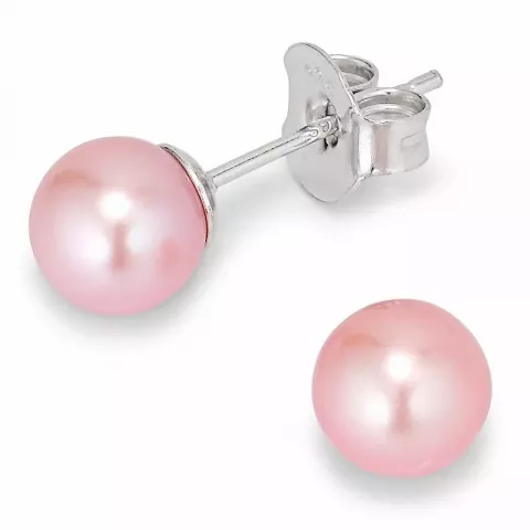 6-6,5 mm aa-graded rosa perleørepynt i sølv