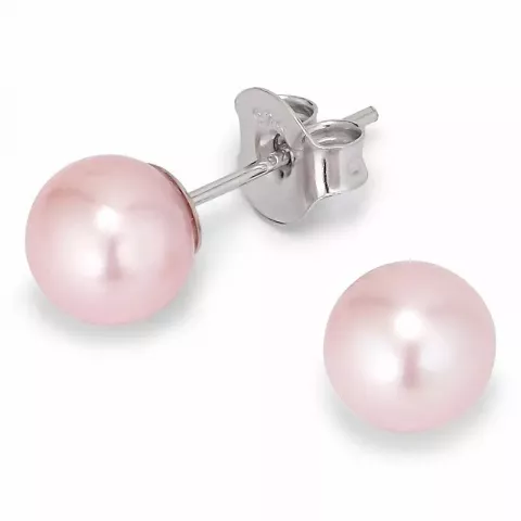 7-7,5 mm aa-graded rosa perleørepynt i sølv