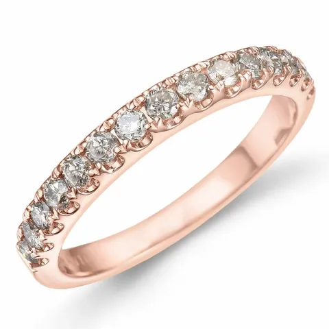 champagne diamant alliansering i 14 karat rødt gull 0,50 ct