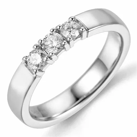 diamant alliansering i 14 karat hvitt gull 3 x 0,10 ct