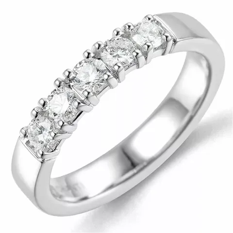 diamant alliansering i 14 karat hvitt gull 5 x 0,10 ct