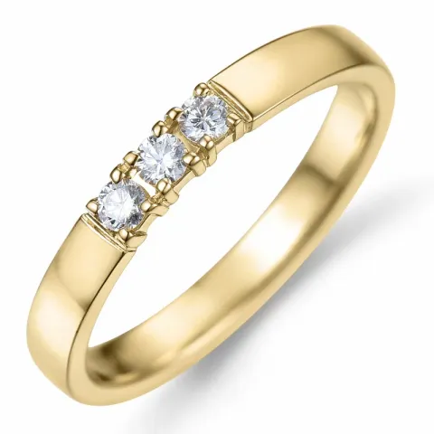 smal alliansering i 14 karat gull 3 x 0,05 ct