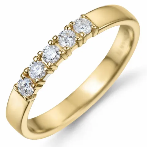 smal alliansering i 14 karat gull 5 x 0,05 ct