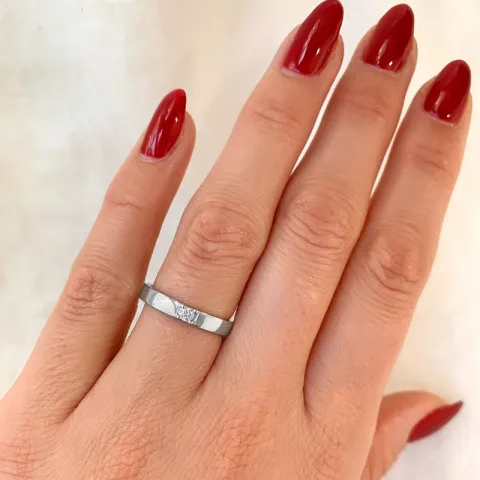 kampanje - alliansering i 14 karat hvitt gull 1 x 0,07 ct