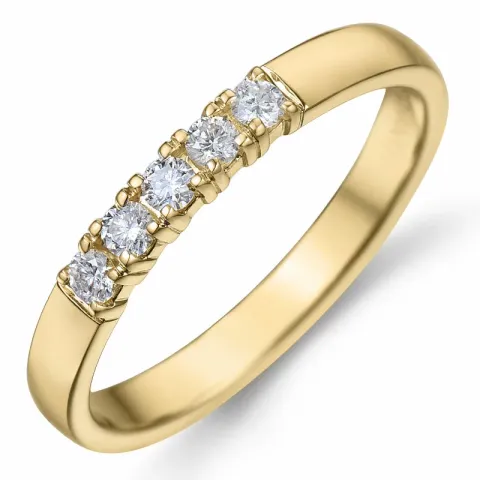 smal alliansering i 14 karat gull 5 x 0,03 ct