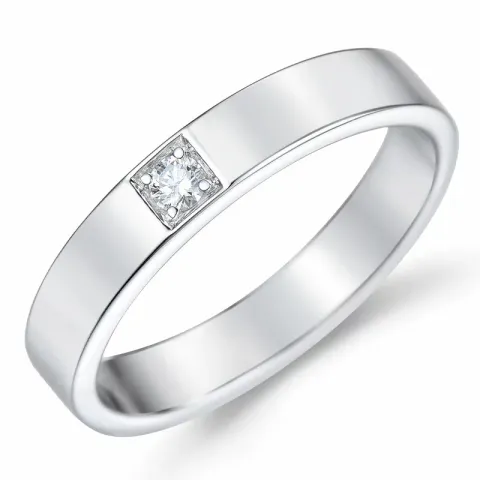 diamant alliansering i 14 karat hvitt gull 1 x 0,05 ct