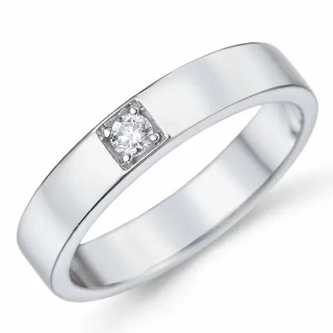 diamant alliansering i 14 karat hvitt gull 1 x 0,07 ct