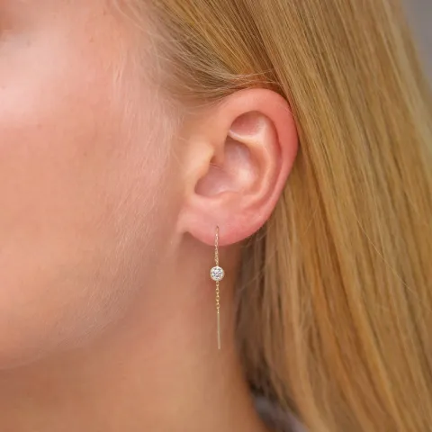 lange zirkon kjedeøreringer i 8 karat