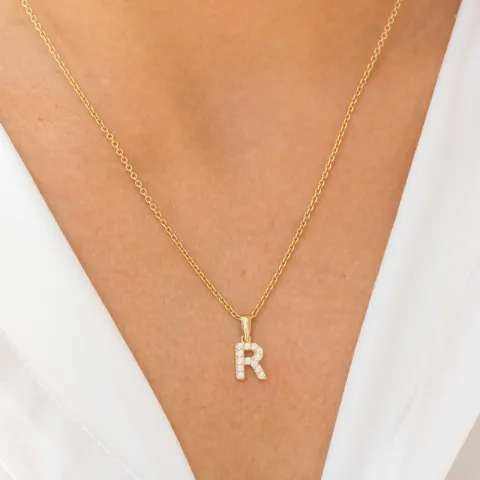 bokstav r anheng i 8 karat