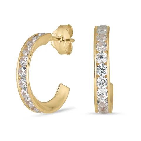 13,5 mm halvcreol i 8 karat med zirkon
