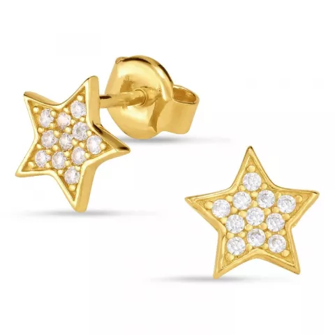 stjerne øredobber i 9 karat gull med zirkon