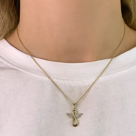 engel anheng i 9 karat gull med rhodium