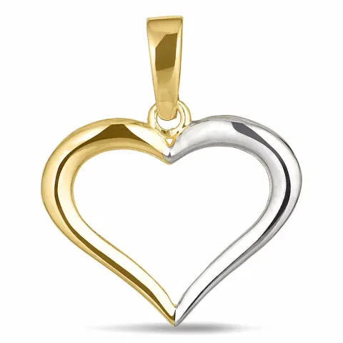 hjerte anheng i 8 karat med rhodium